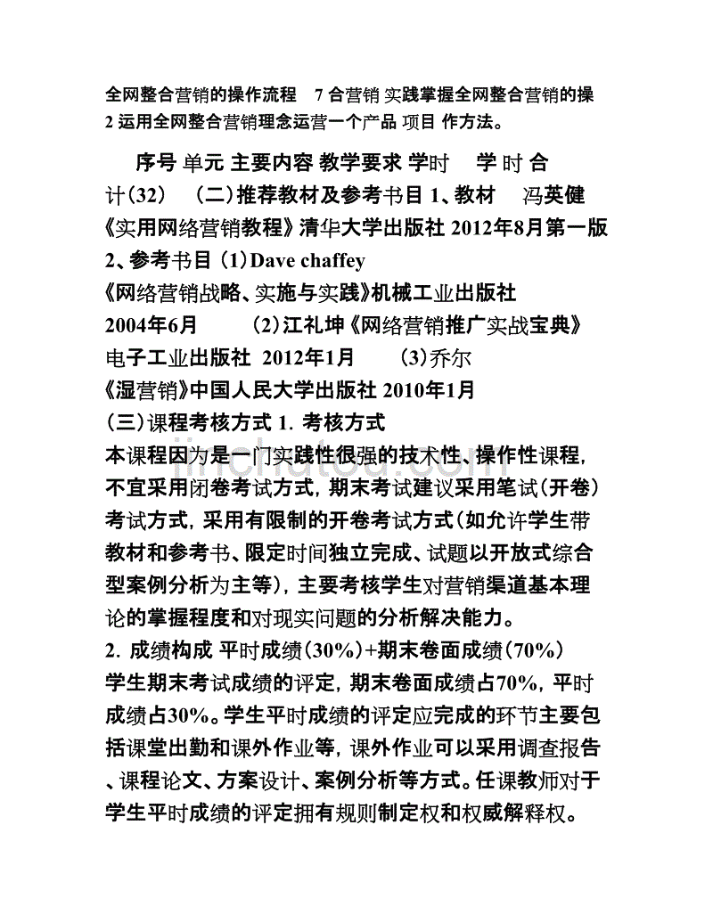 本科网络营销课程教学大纲_第4页