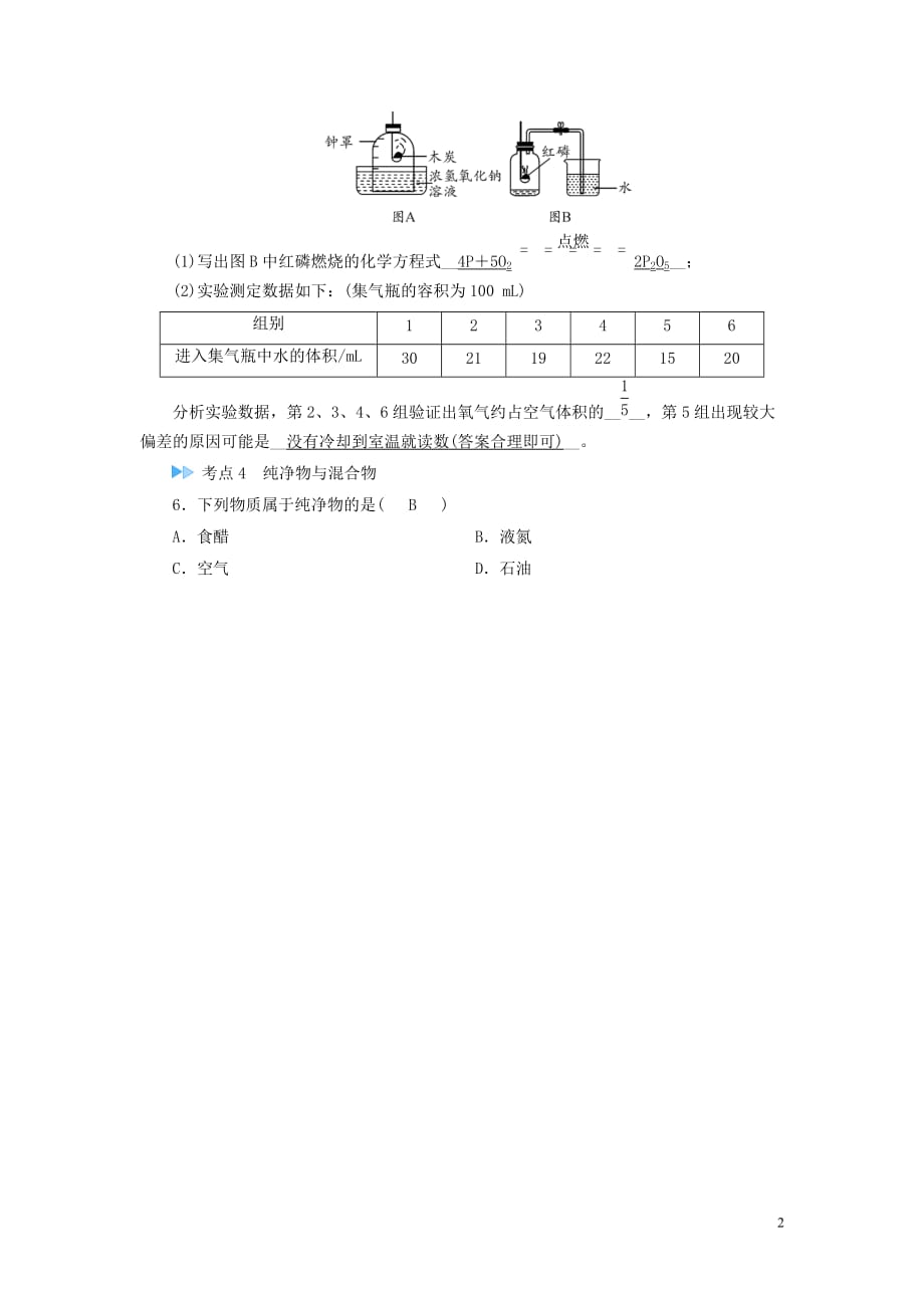 （遵义专用）2019中考化学高分一轮复习 第1部分 教材系统复习 第1章 开启化学之门 课时1 物质的变化和性质真题精练_第2页