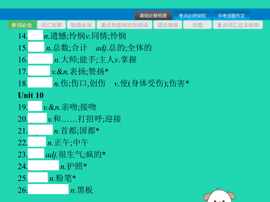 （课标通用）安徽省2019年中考英语总复习 第五部分 九全 第19课时 unit 9-10课件_第3页