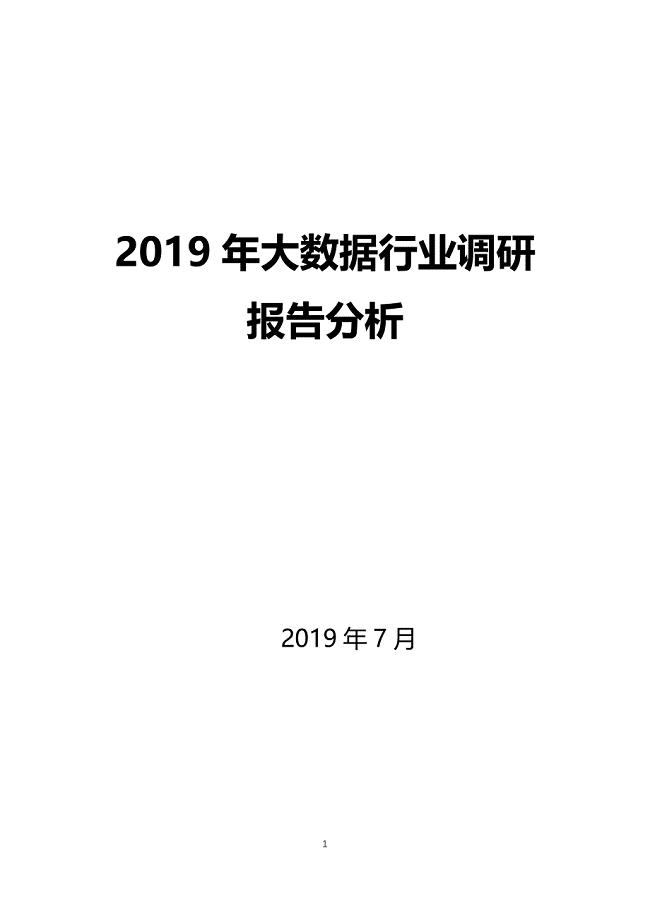 2019年大数据行业调研报告