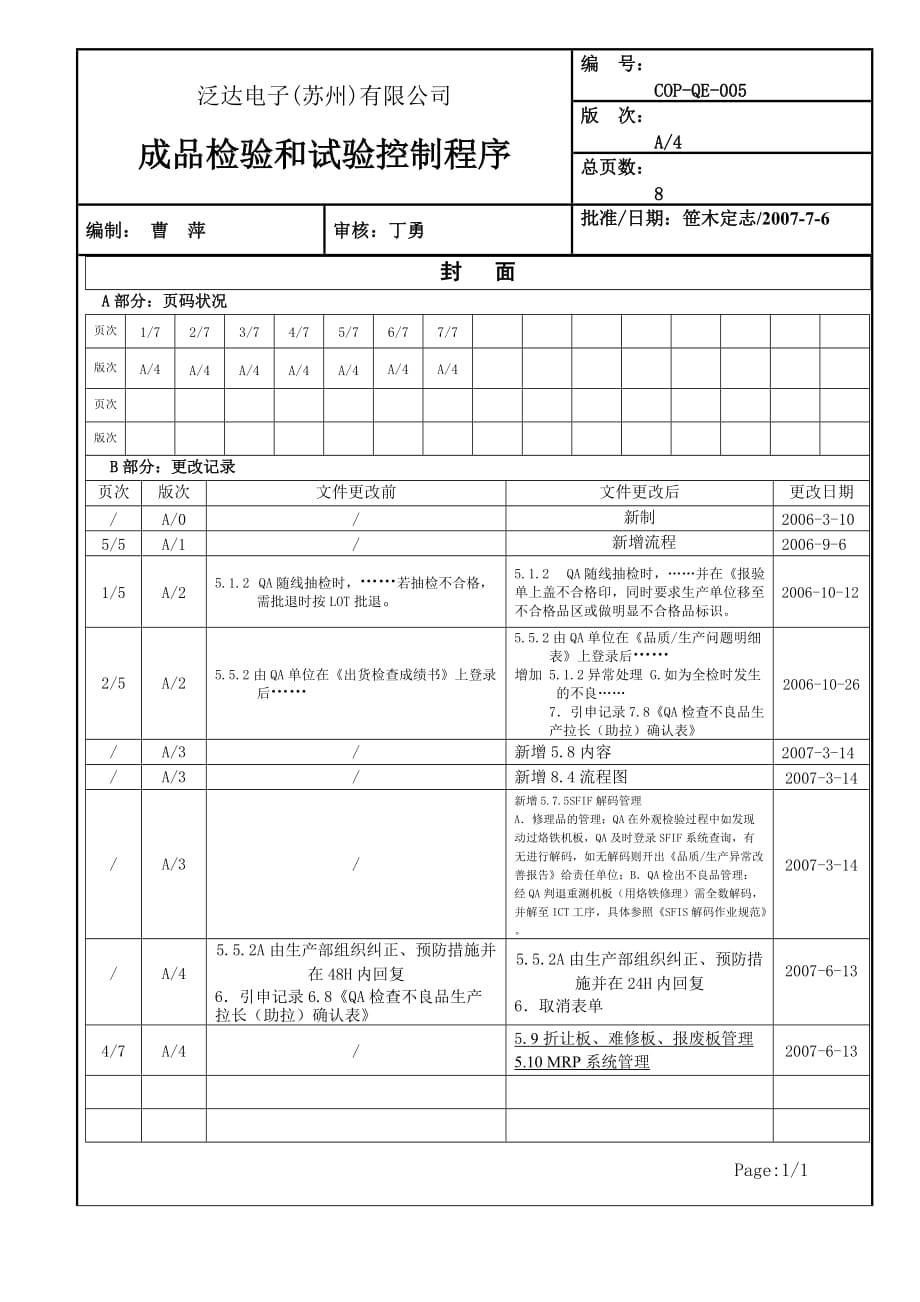 COP-QE-005-成品检验和试验控制程序A4_第1页