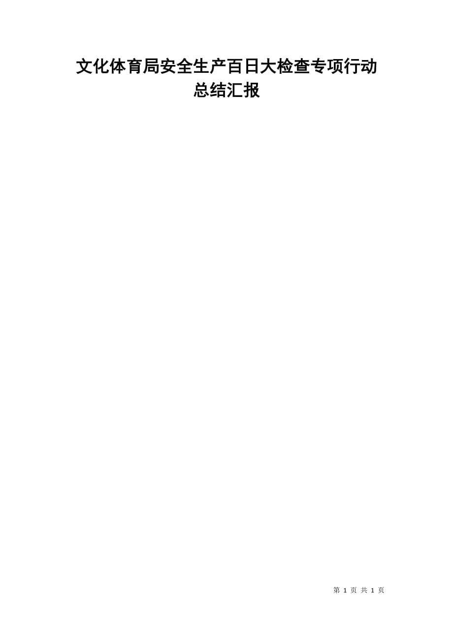 文化体育局安全生产百日大检查专项行动总结汇报_第1页
