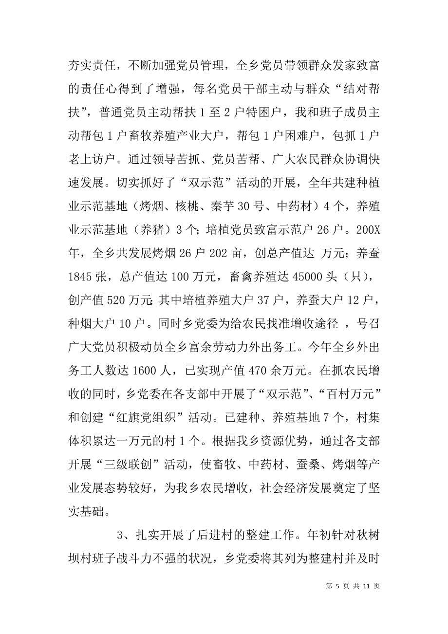 乡党委书记党委工作和廉洁自律情况总结汇报.doc_第5页