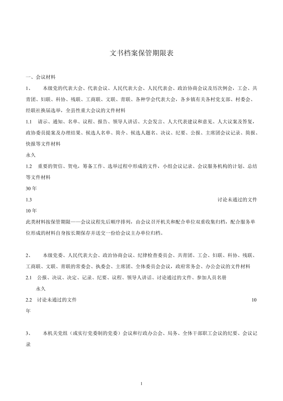 文书档案保管期限表分析_第1页