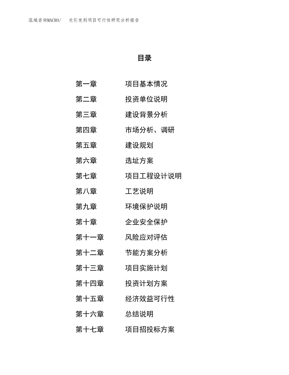 项目公示_光引发剂项目可行性研究分析报告.docx_第1页