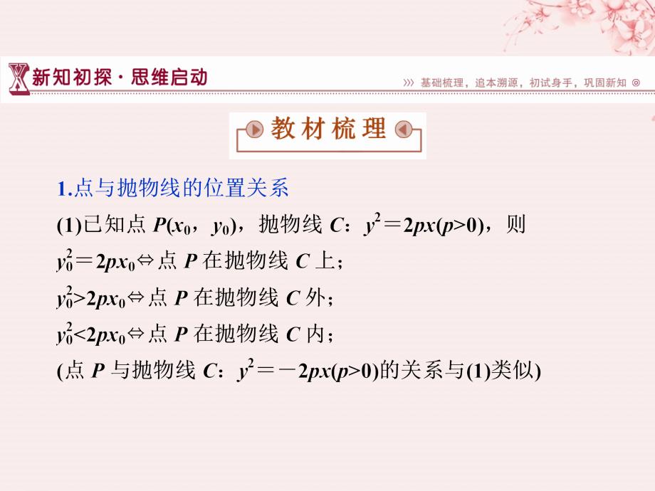 2018-2019学年高中数学 第三章 圆锥曲线与方程 3.2.2 抛物线的简单性质（二）课件 北师大版选修2-1_第3页