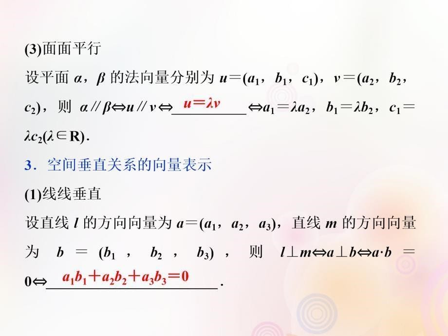 2018-2019学年高中数学 第三章 空间向量与立体几何 3.2 第1课时 空间向量与平行、垂直关系课件 新人教a版选修2-1_第5页