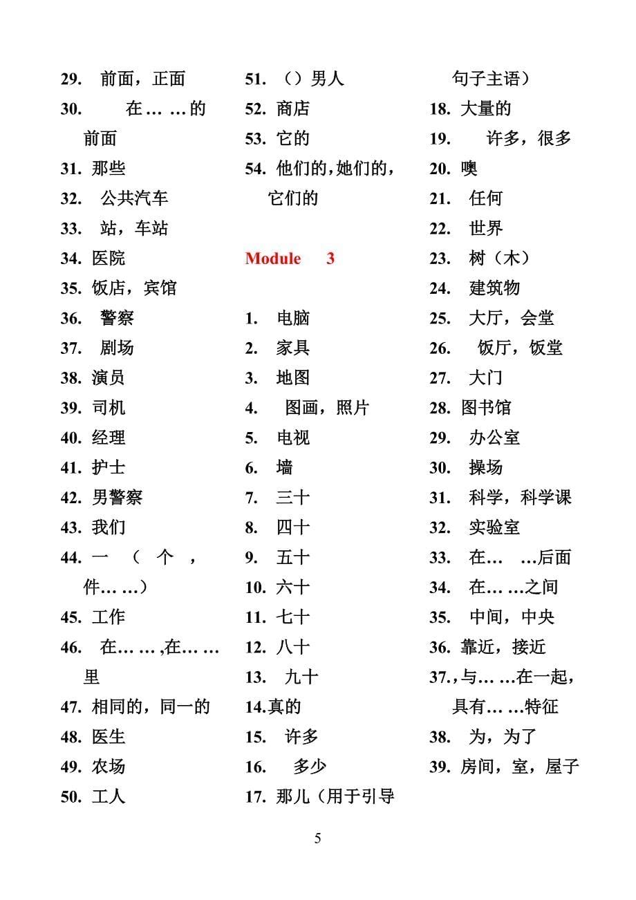 1、2012(纯汉语)外研版七年级上册英语单词表(2012年最新版).doc_第5页