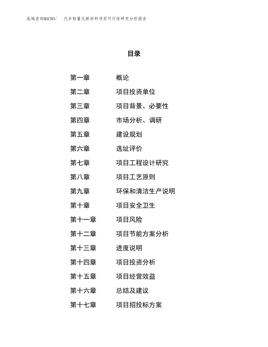 项目公示_汽车轻量化新材料项目可行性研究分析报告.docx_第1页