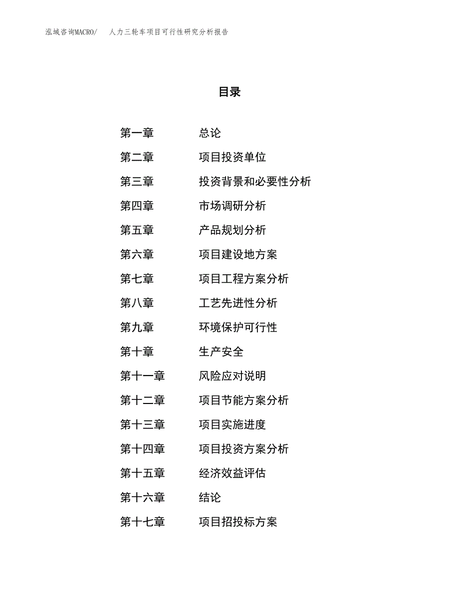 项目公示_人力三轮车项目可行性研究分析报告.docx_第1页