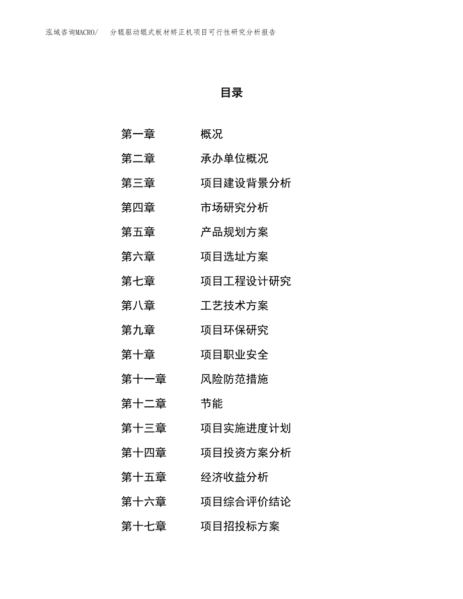 项目公示_分辊驱动辊式板材矫正机项目可行性研究分析报告.docx_第1页