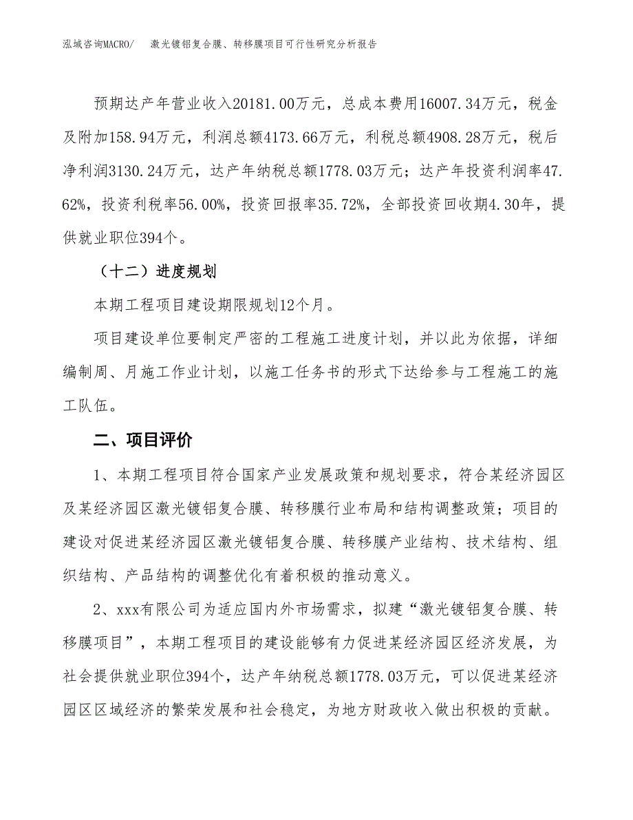 项目公示_激光镀铝复合膜、转移膜项目可行性研究分析报告.docx_第4页