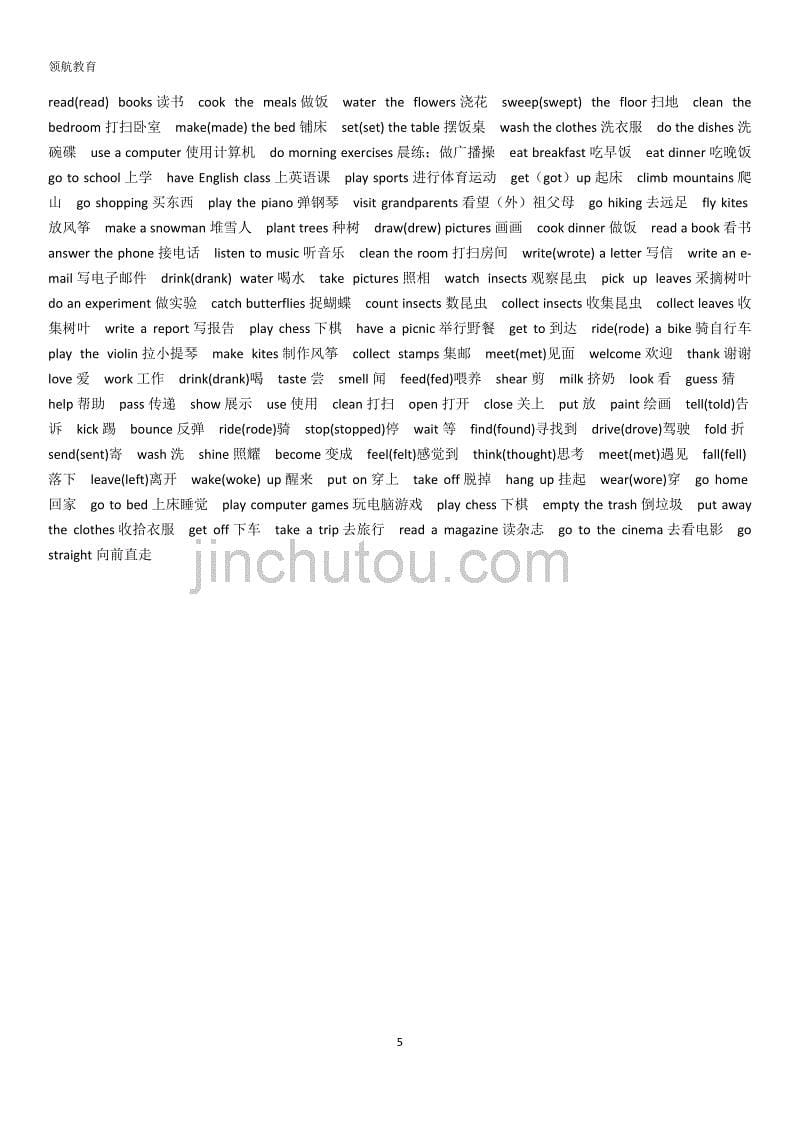 pep人教版小学英语毕业总复习词汇分类表_第5页