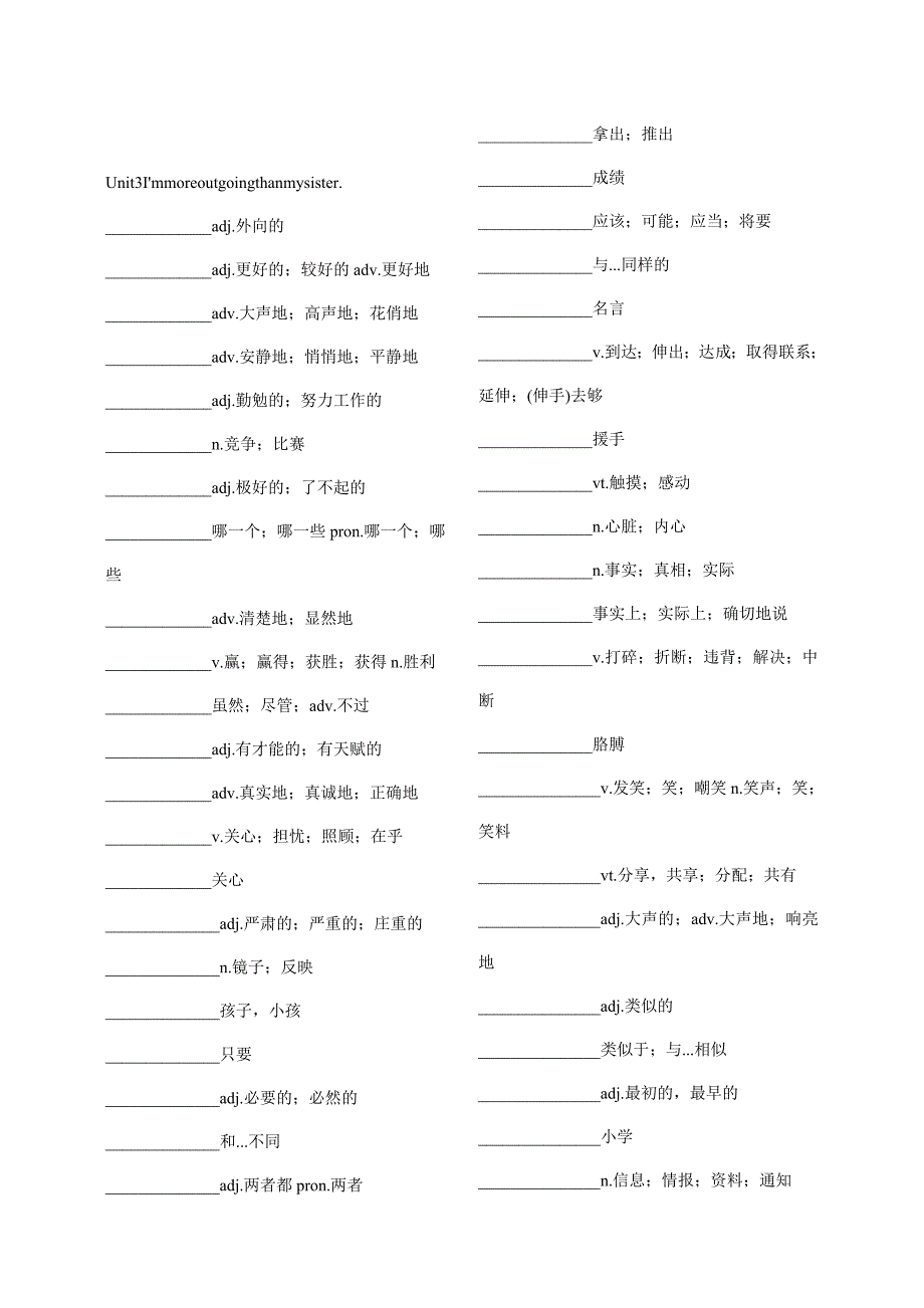 2013新人教版八年级上册英语单词表全空白.doc_第3页