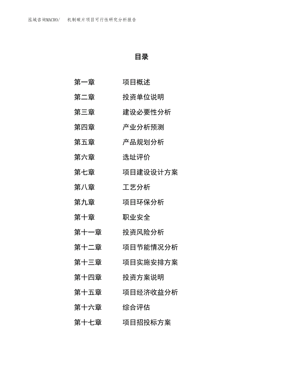 项目公示_机制碳片项目可行性研究分析报告.docx_第1页