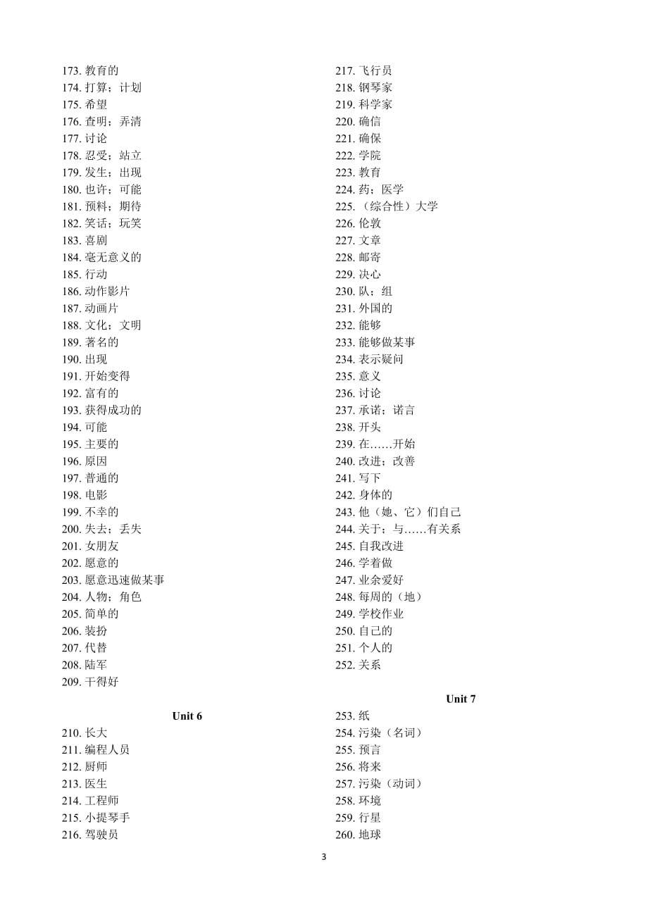 八年级上册英语单词(汉语版)_第3页