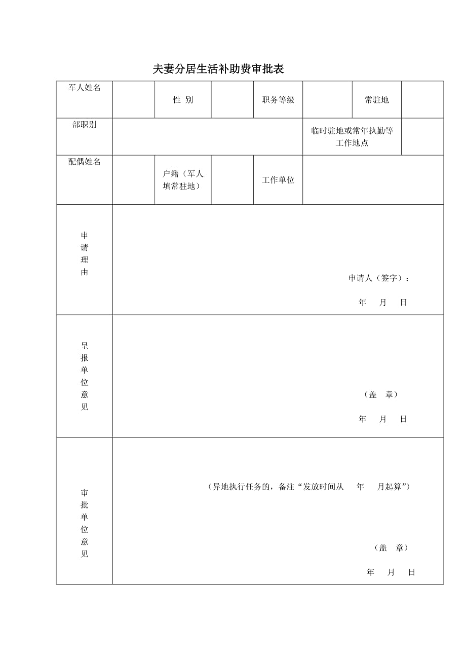 分居费审批表_第1页