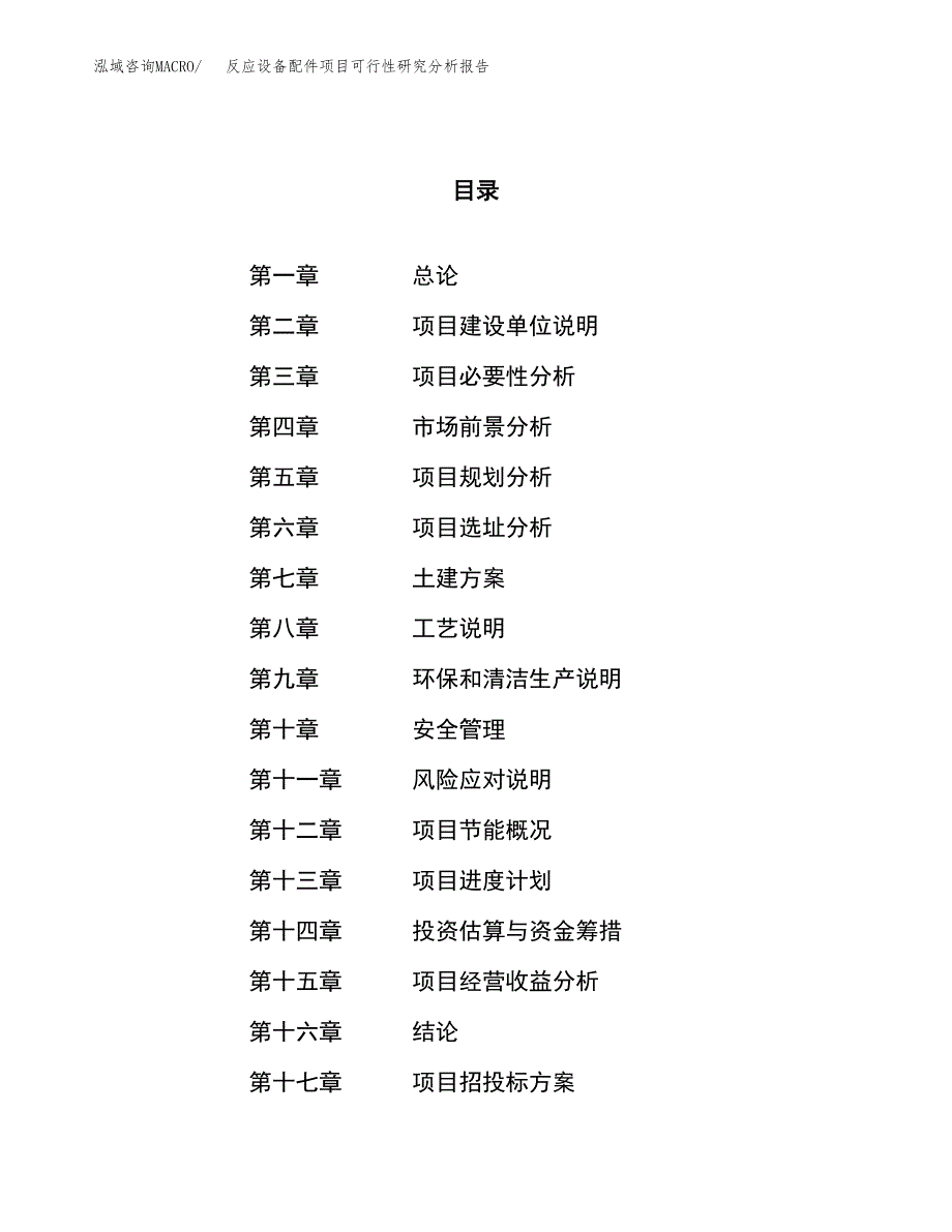 项目公示_反应设备配件项目可行性研究分析报告.docx_第1页