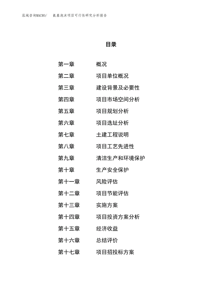 项目公示_氨基泡沫项目可行性研究分析报告.docx_第1页