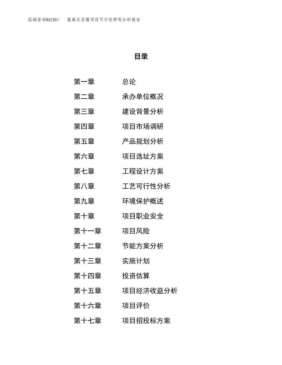 项目公示_氢氧化亚镍项目可行性研究分析报告.docx_第1页