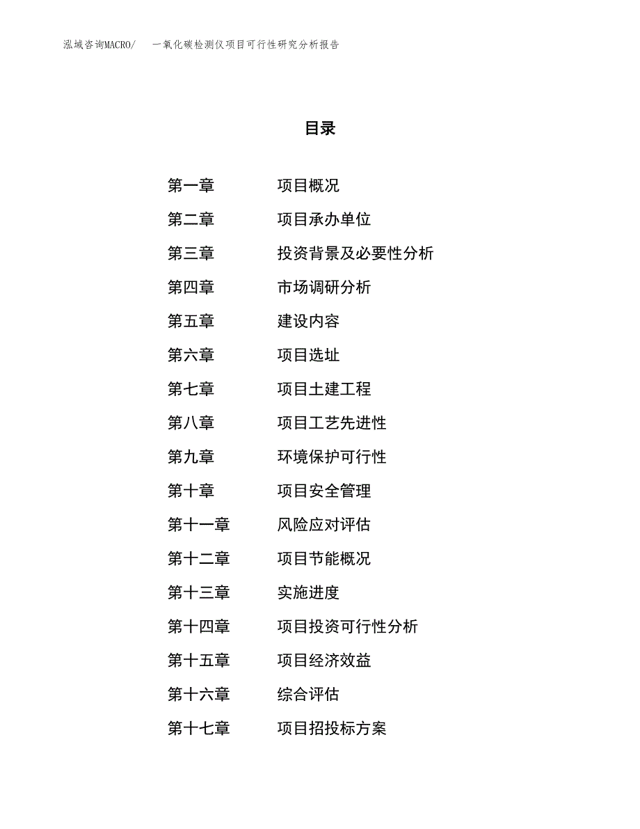 项目公示_一氧化碳检测仪项目可行性研究分析报告.docx_第1页