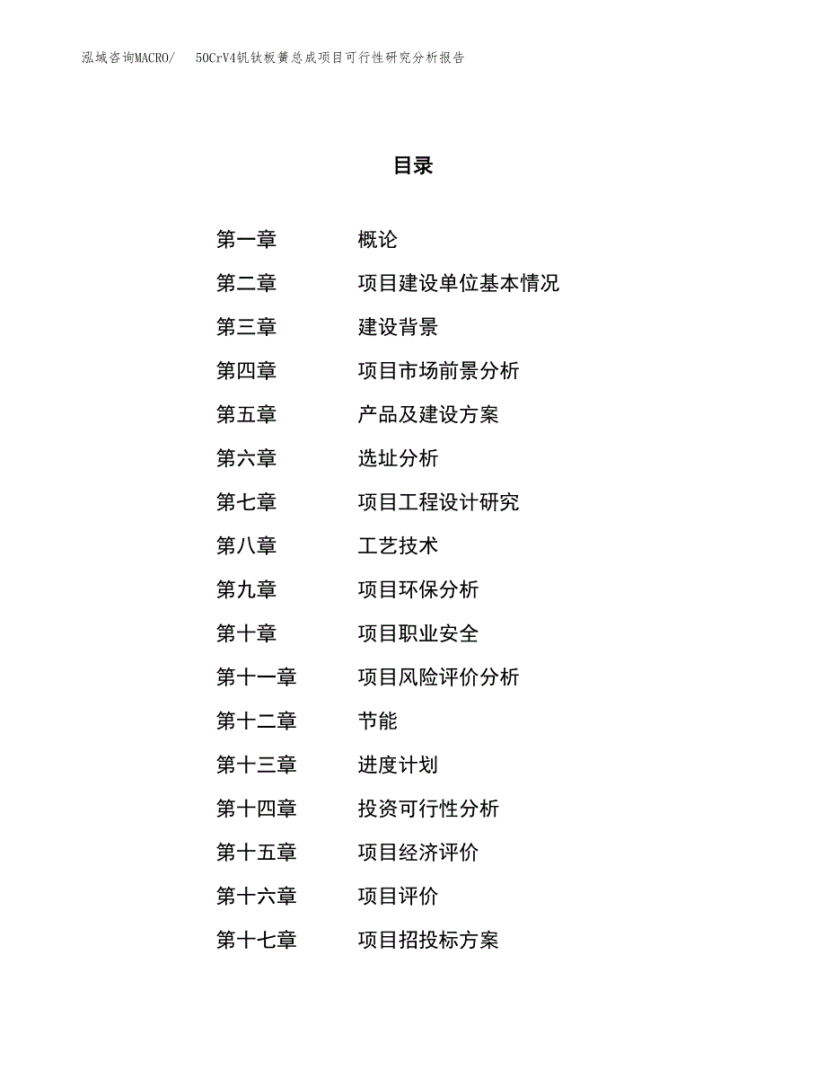 项目公示_50CrV4钒钛板簧总成项目可行性研究分析报告.docx_第1页