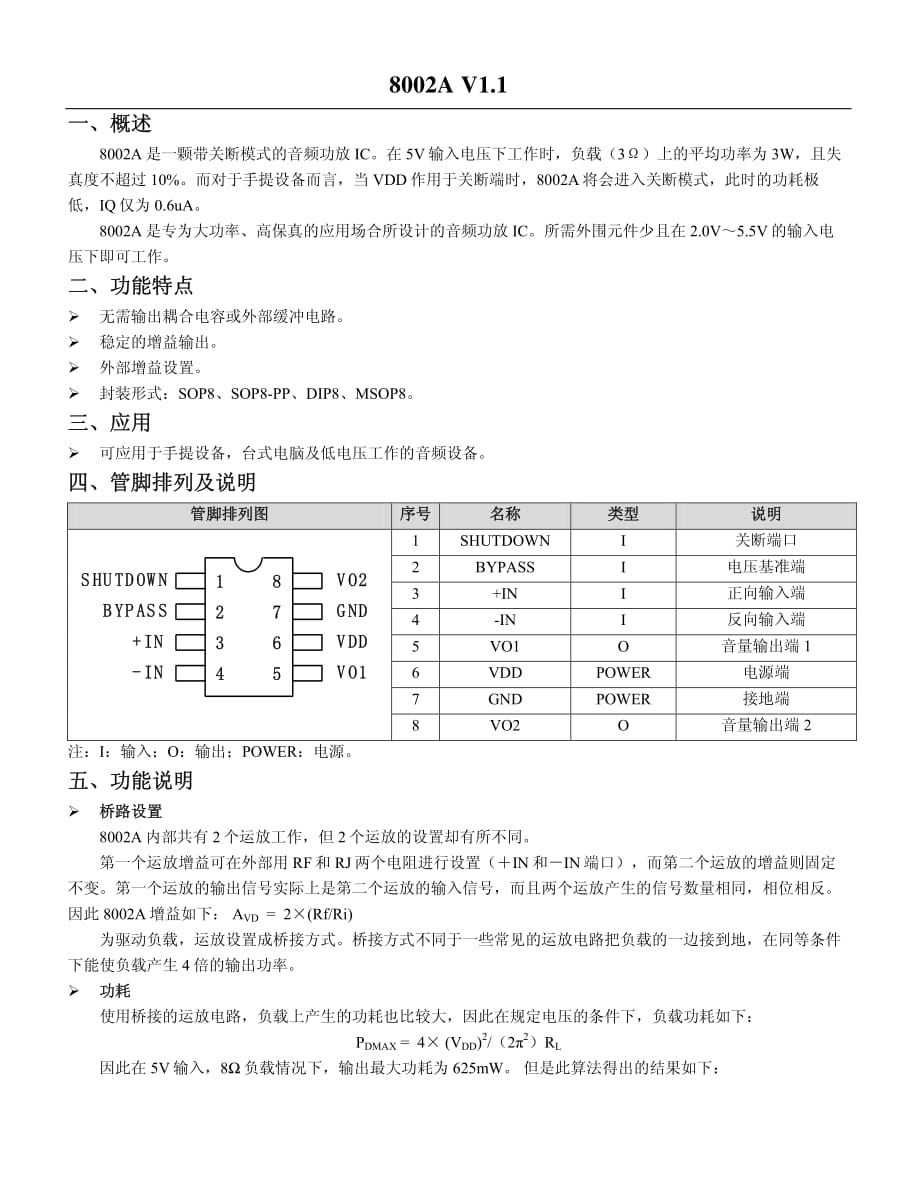 8002a音频ic_产品资料 华龙欣科技_第1页