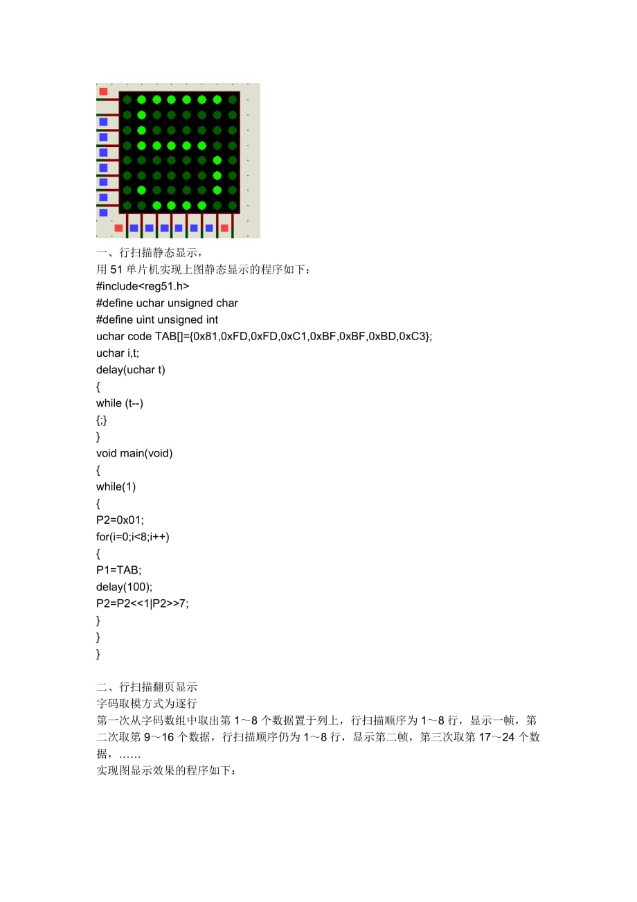 单片机led点阵显示方法与程序代码_第2页