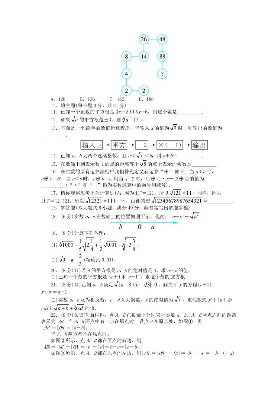 上海版七年级实数单元测试卷2017_第2页