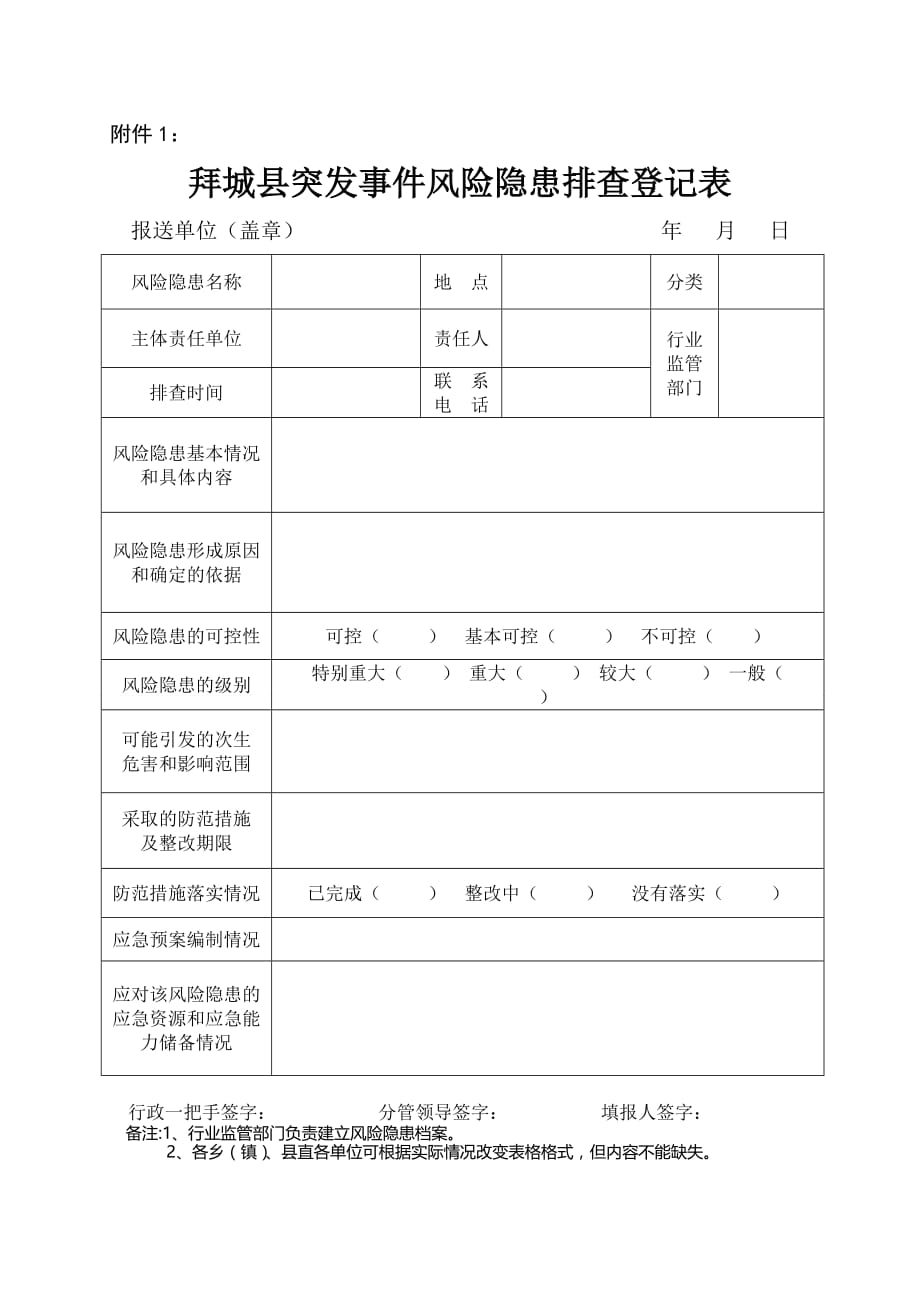 风险隐患排查登记表和汇总表1_第1页