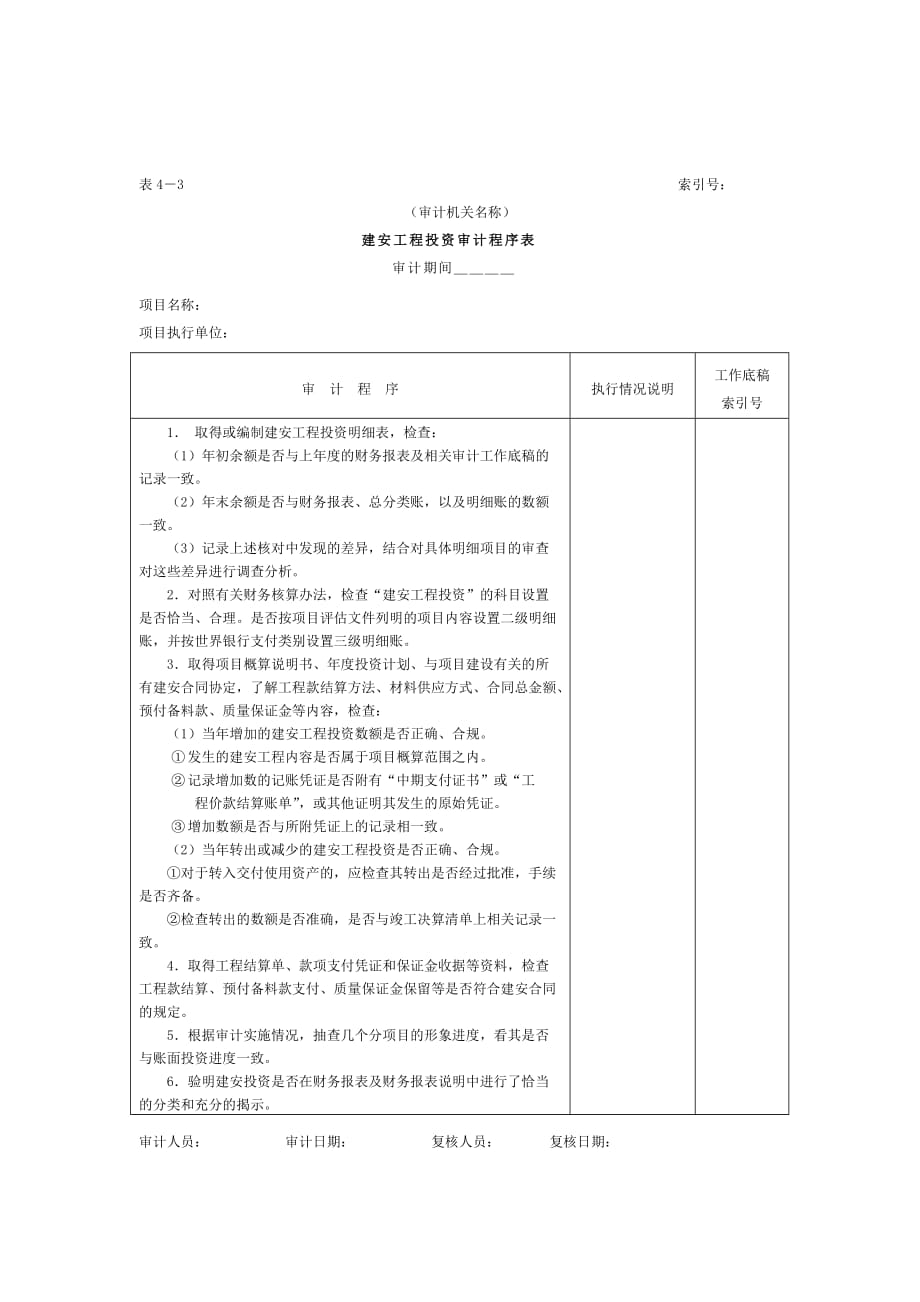 项目支出-3设备投资审计程序表1_第1页