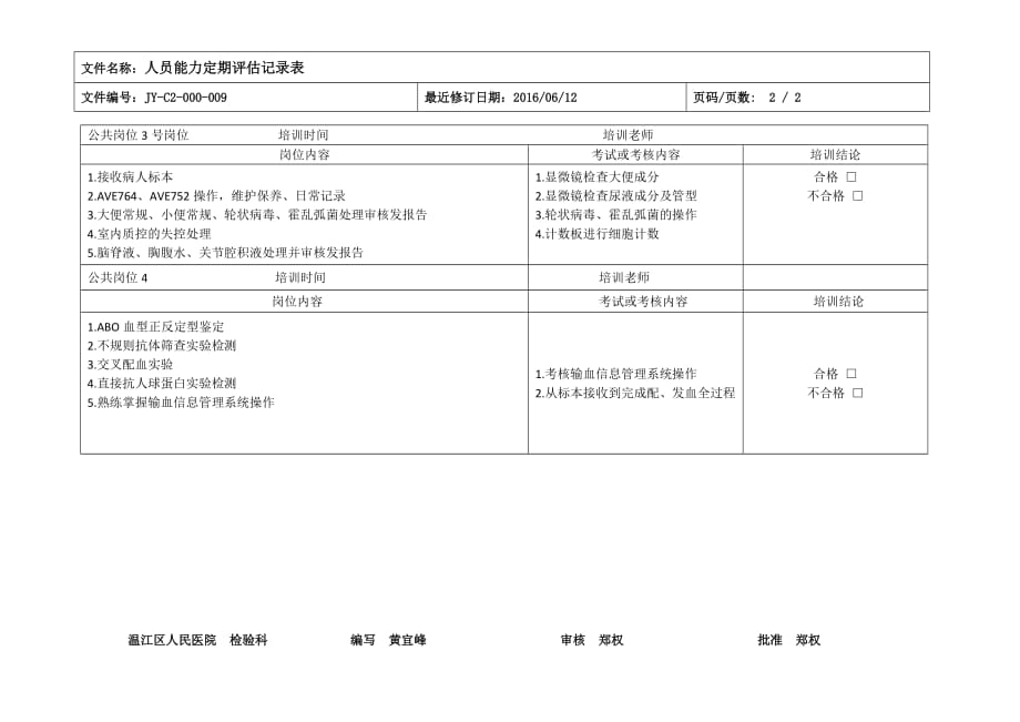 jy-c2-000-009_检验科临检岗位授权表_第2页