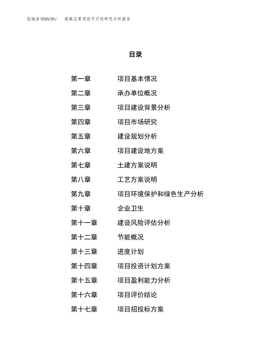 项目公示_超高压泵项目可行性研究分析报告.docx_第1页