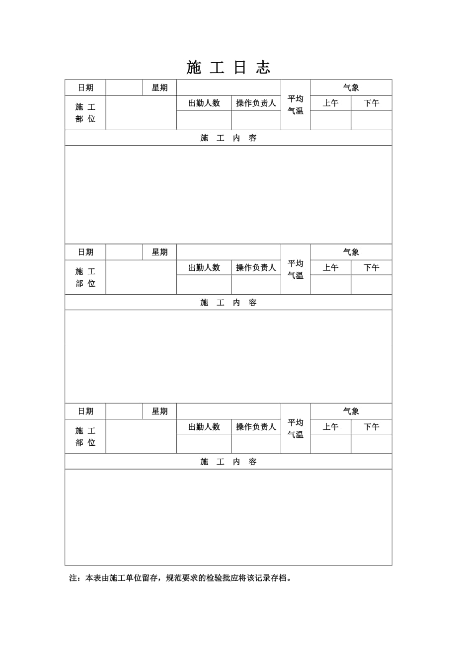 施工日志空白表格范本_第3页