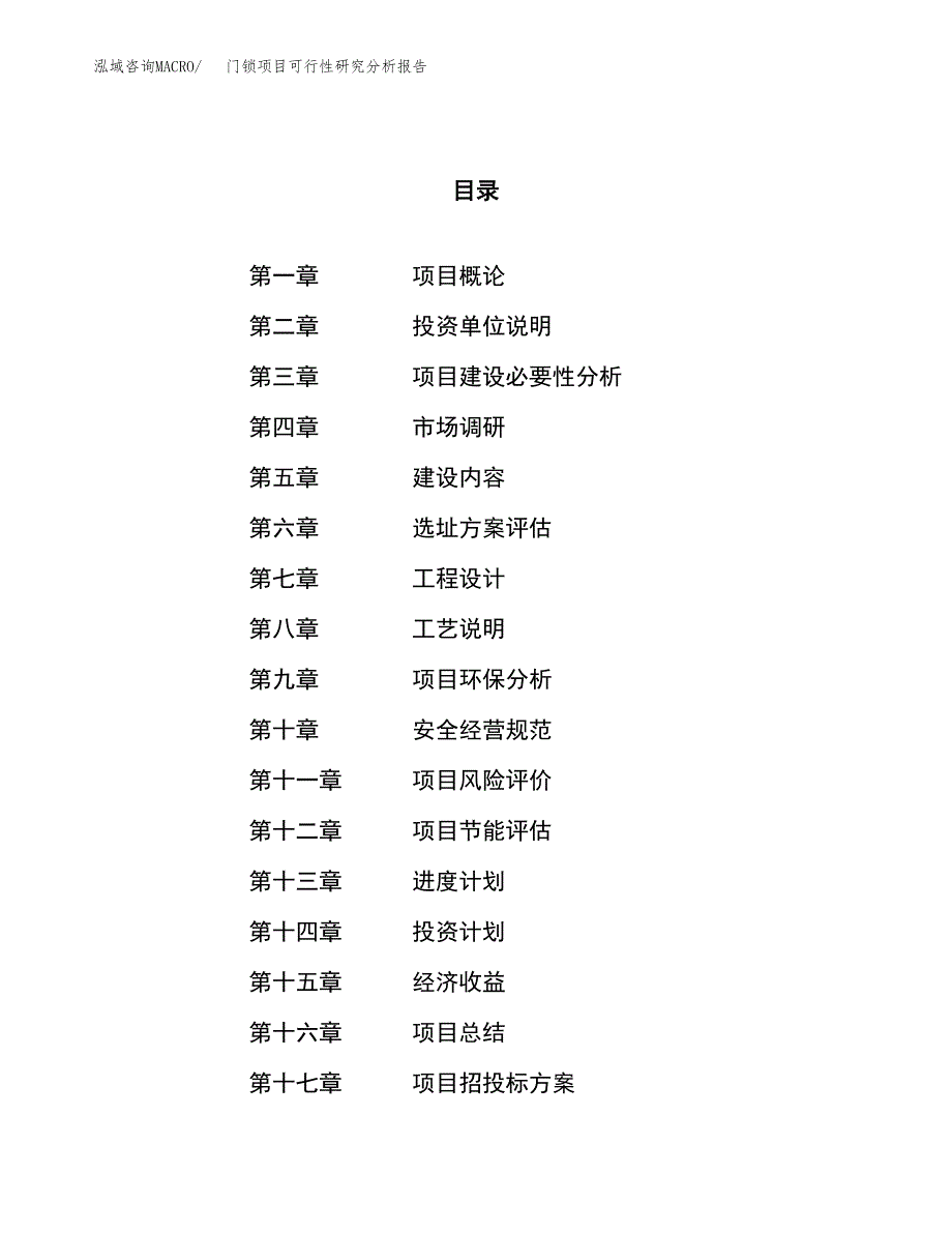 项目公示_门锁项目可行性研究分析报告.docx_第1页