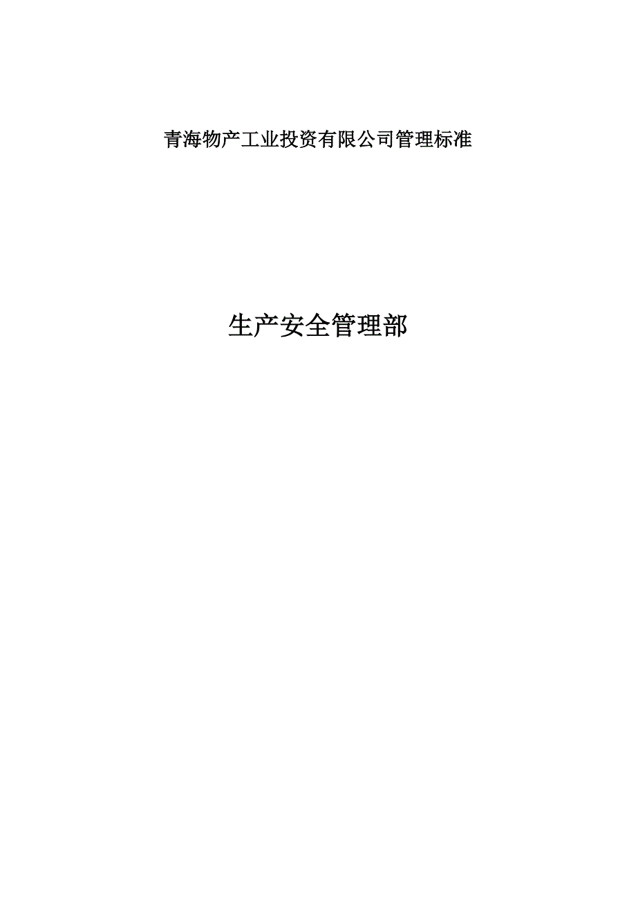 某物产投资公司生产安全管理标准_第1页