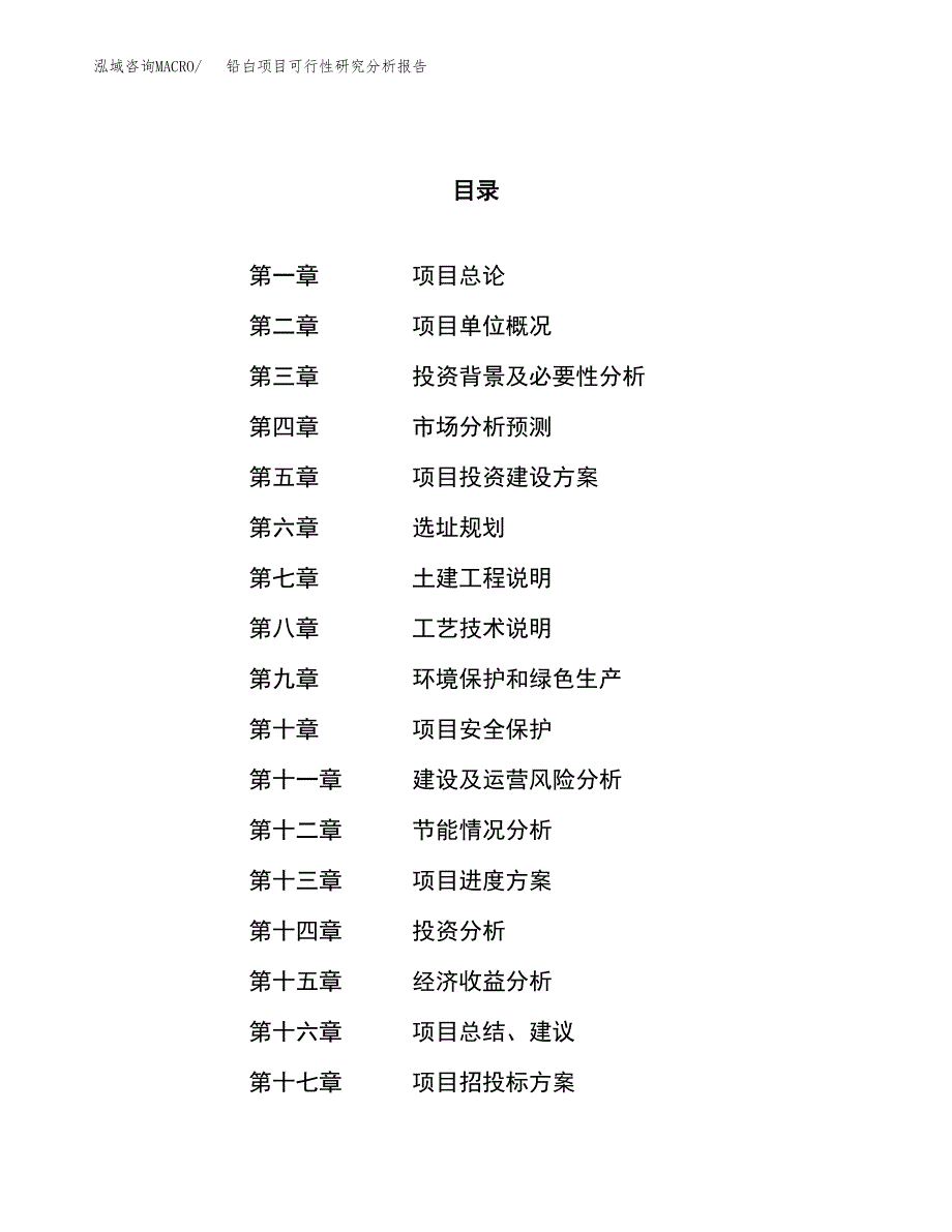 项目公示_铅白项目可行性研究分析报告.docx_第1页