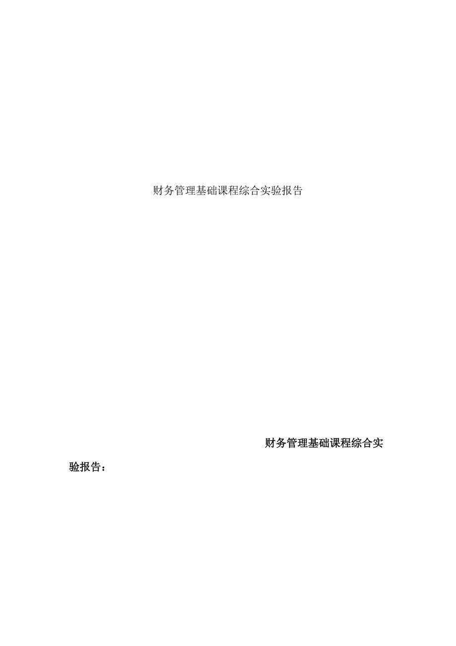 财务报告及综合管理基础实验课程_第1页