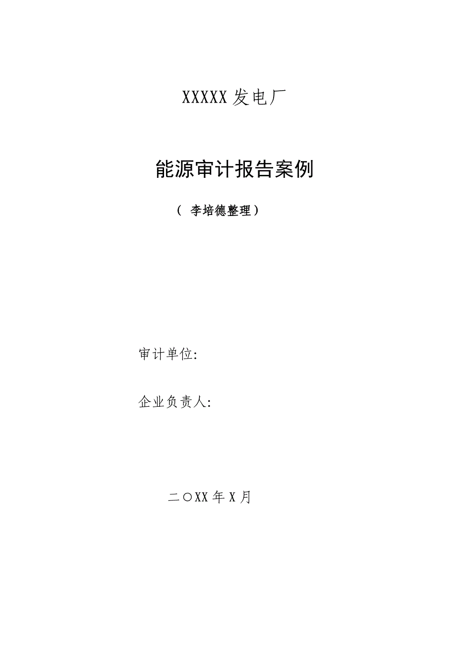 某发电厂能源审计报告案例_第1页