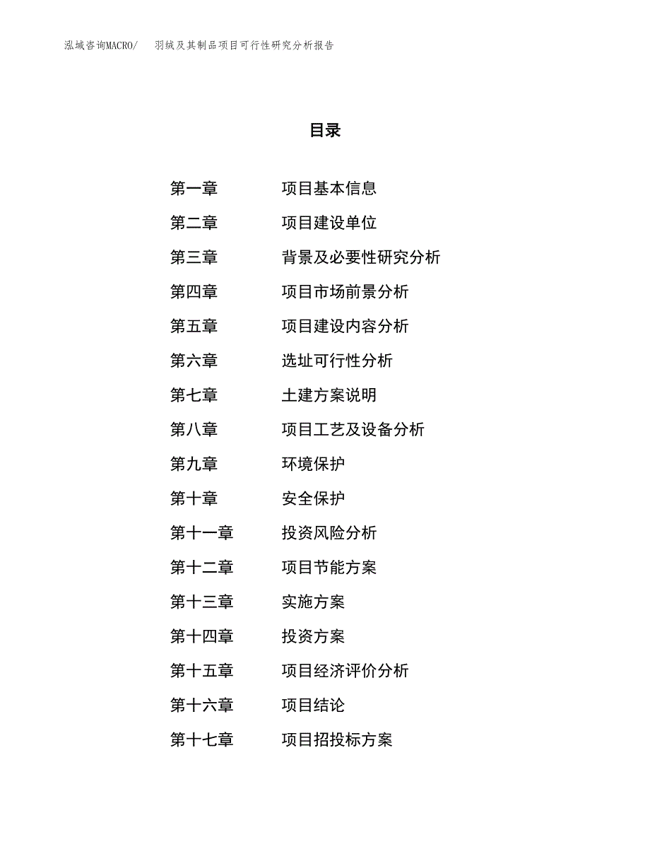 项目公示_羽绒及其制品项目可行性研究分析报告.docx_第1页