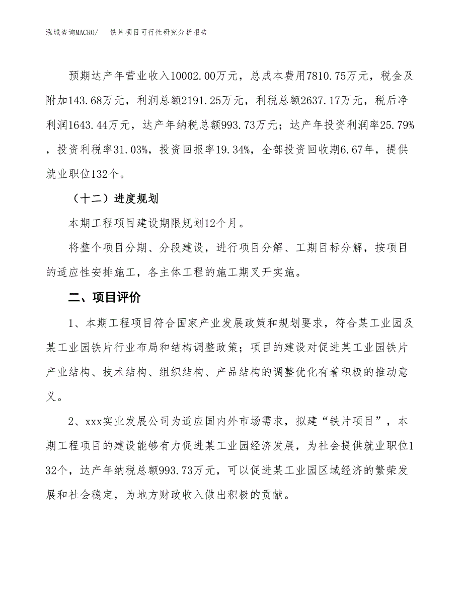 项目公示_铁片项目可行性研究分析报告.docx_第4页