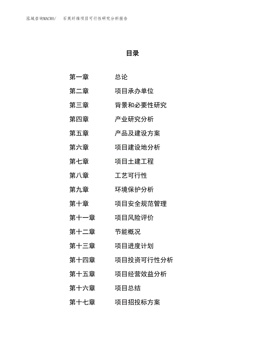 项目公示_石英纤维项目可行性研究分析报告.docx_第1页