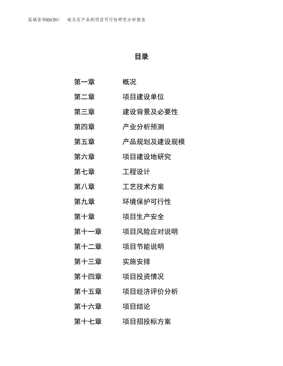 项目公示_硅灰石产品的项目可行性研究分析报告.docx_第1页