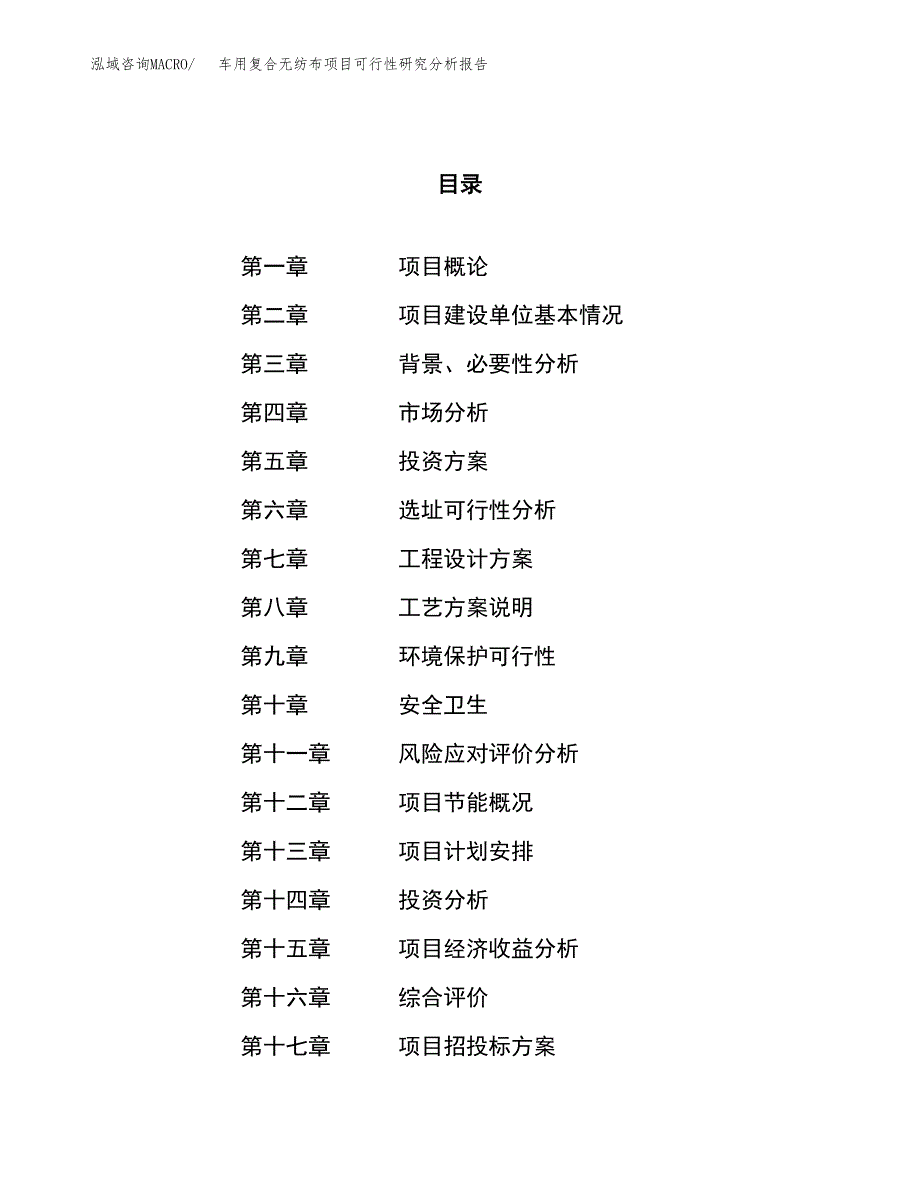 项目公示_车用复合无纺布项目可行性研究分析报告.docx_第1页