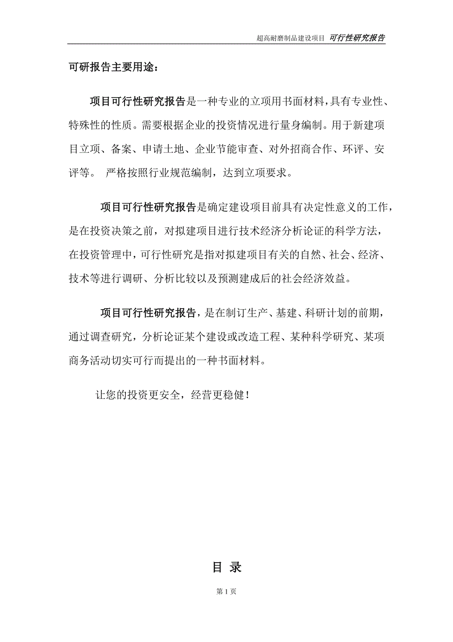 超高耐磨制品项目可行性研究报告【备案定稿可修改版】_第2页