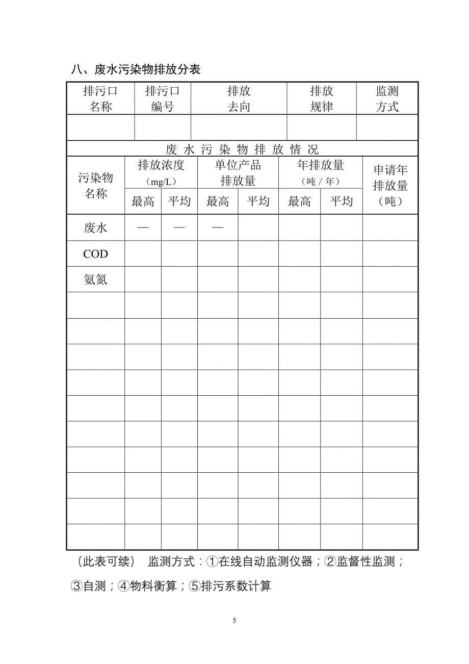 山西省环境保护厅《排污许可证申请表》_第5页