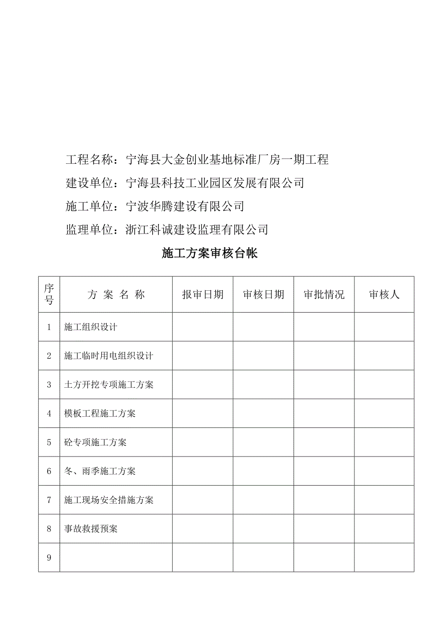 标准厂房工程安全监理台帐_第2页