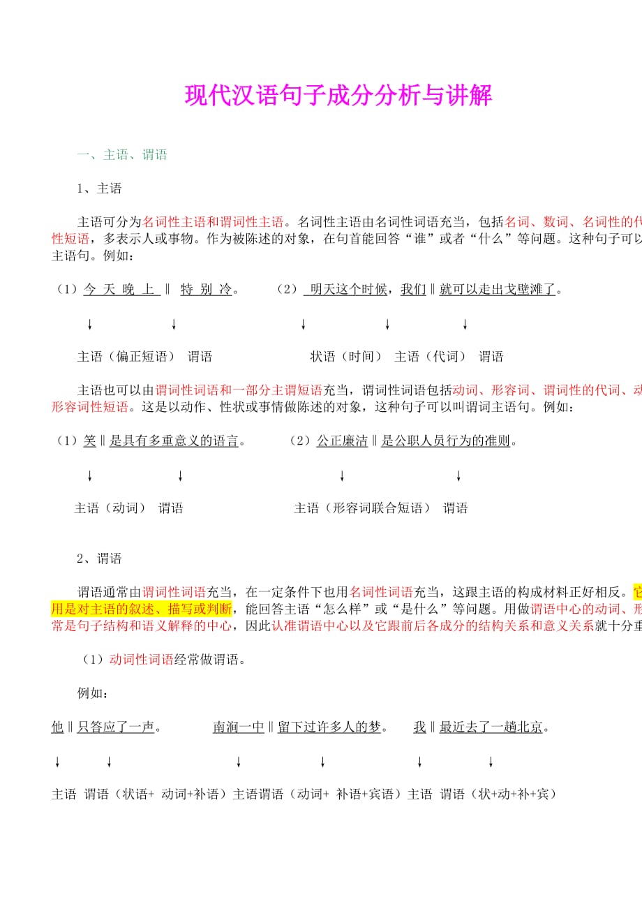 现代汉语句子成分分析与讲解(名师指导).doc_第1页