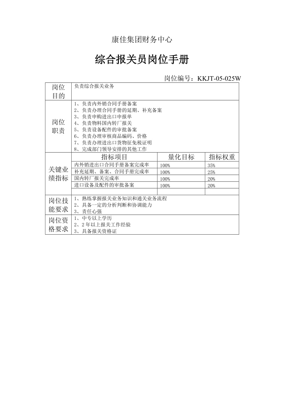 康佳集团财务中心出纳岗位手册表14_第1页