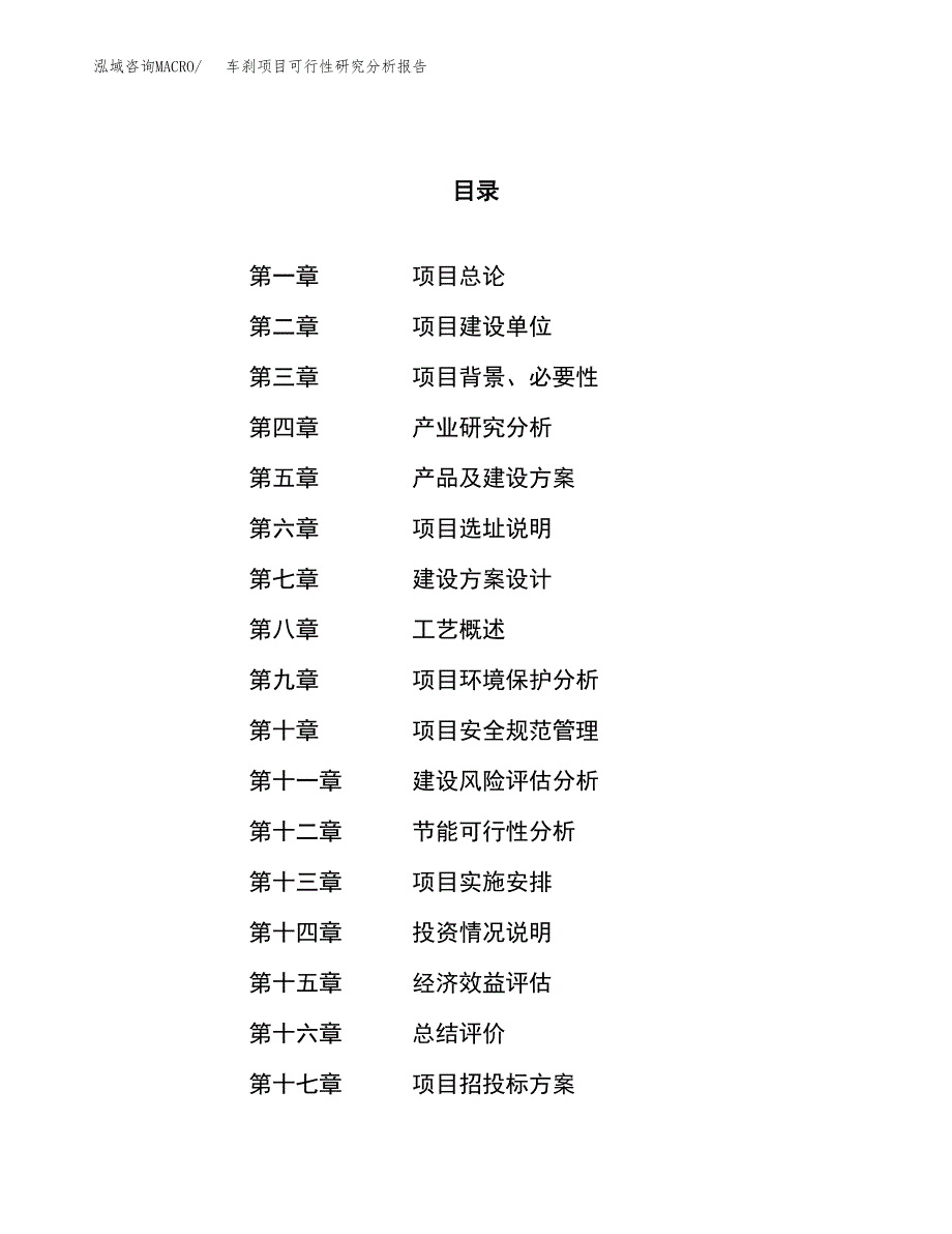 项目公示_车刹项目可行性研究分析报告.docx_第1页